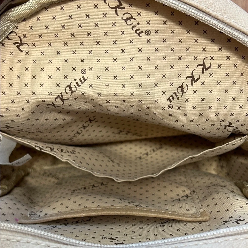 Like new Boho Chic Beige Backpack with Braided Accents